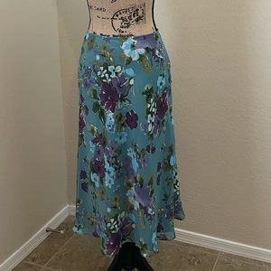 Van Heusen Teal Floral Skirt XS